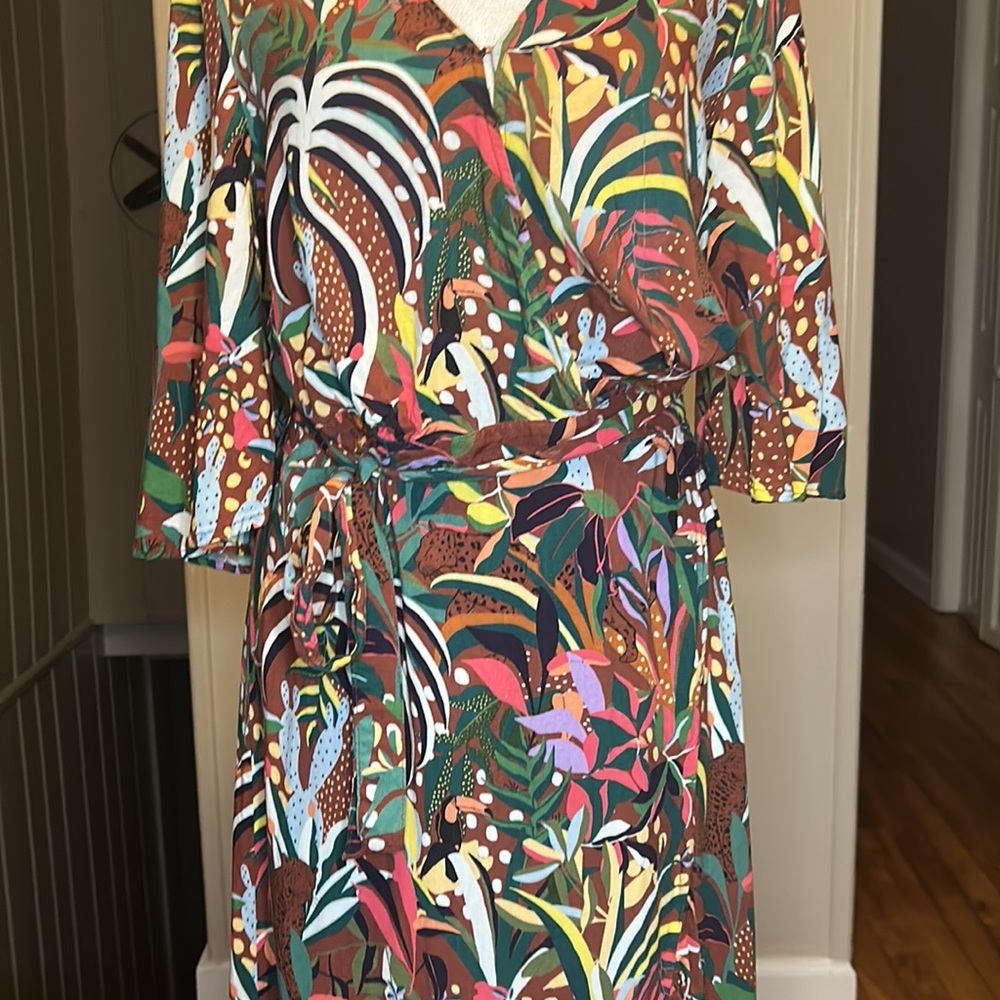Farm Rio x Anthropologie Fiesta Wrap Maxi Dress Size Small - Picture 9 of 16